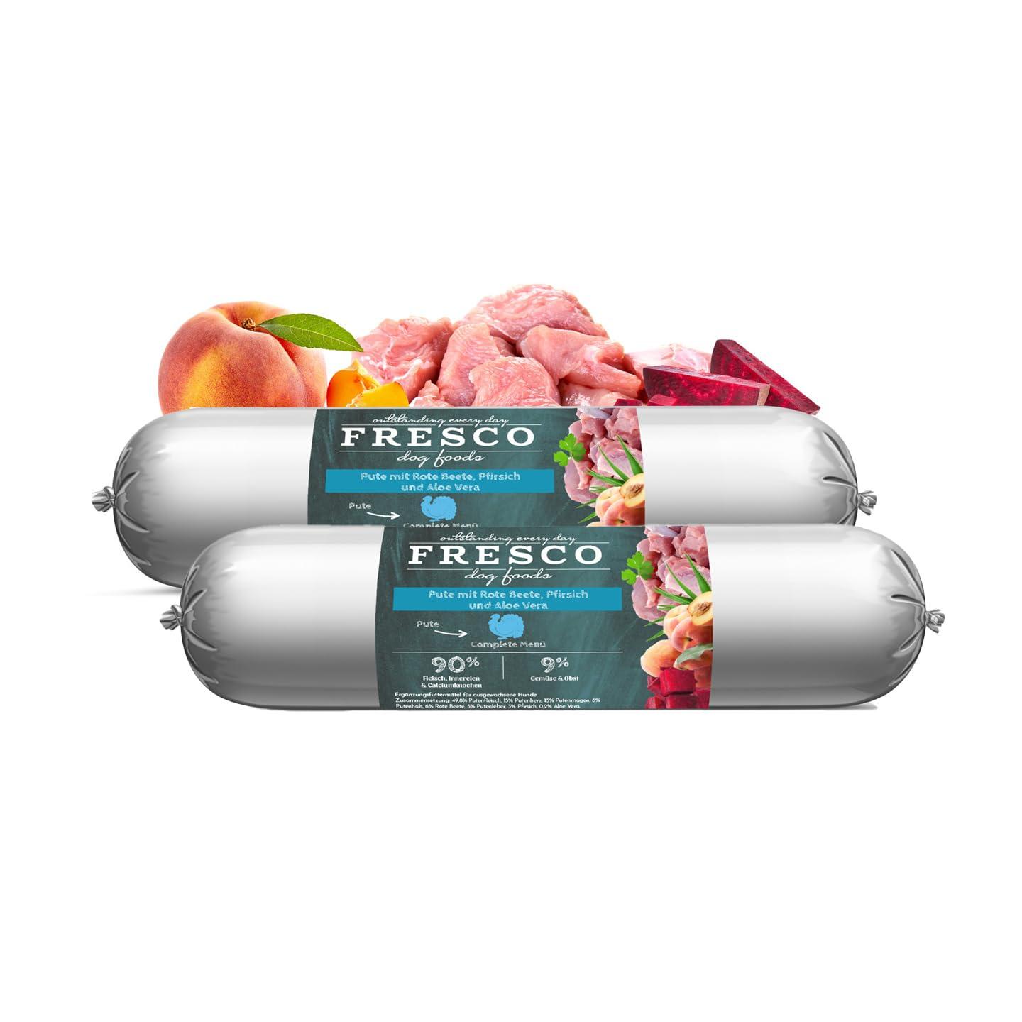 FRESCO Dog – BARF Hundewurst Pute · 2×400 g · schnittfest